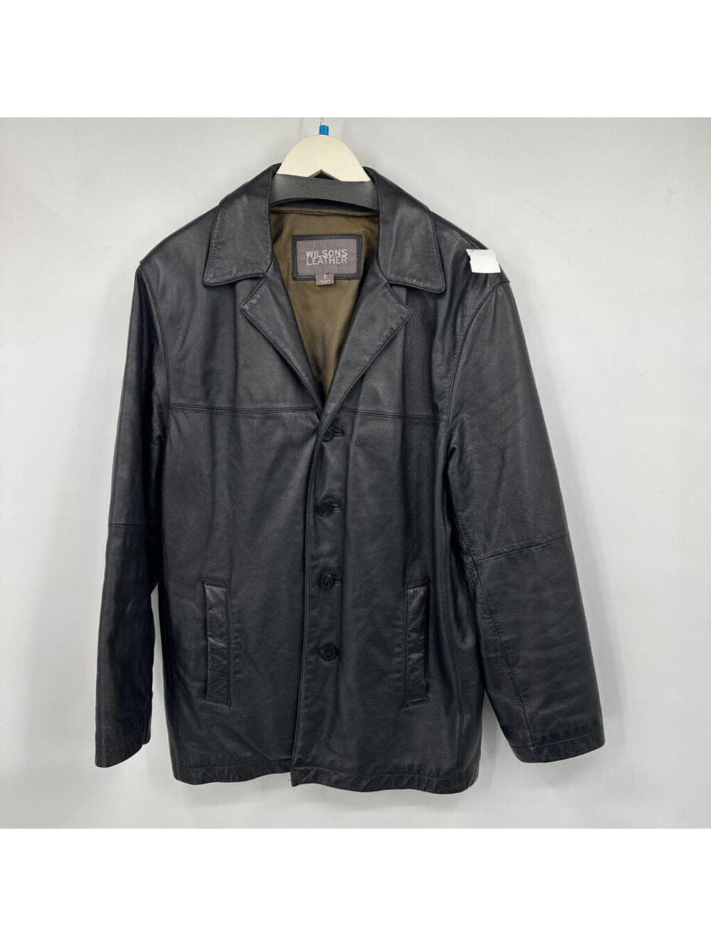 Men's Y2K Wilsons Leather Notched Lapel Black Jacket Small